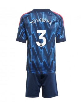 Billige Arsenal Cristhian Mosquera #3 Bortedraktsett Barn 2025-26 Kortermet (+ Korte bukser)